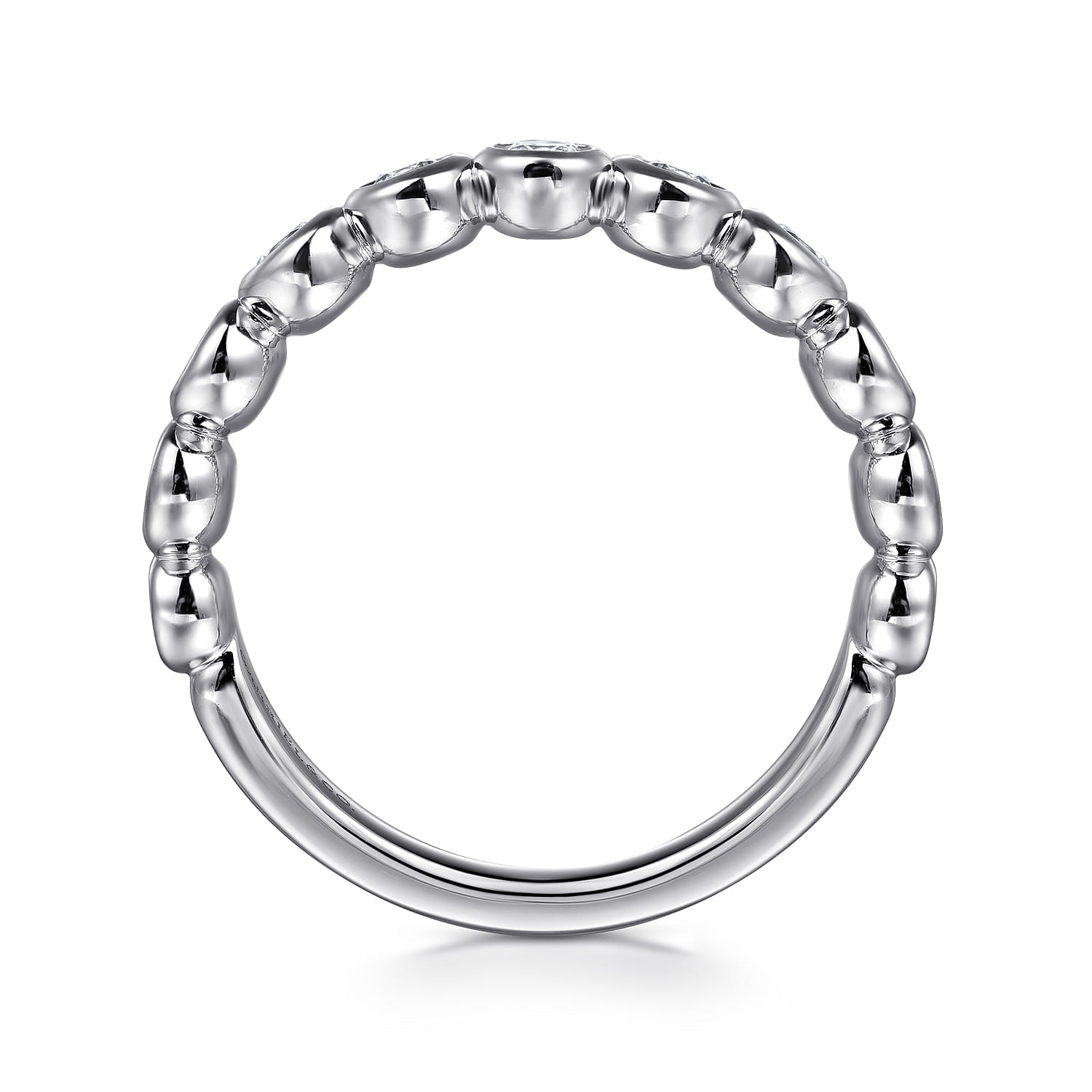 Fancy Wedding Ring in 14k White Gold with Round Natural Diamond at Gabriel & Co. - Shot 2