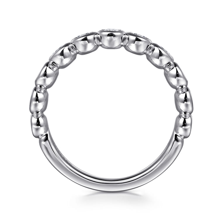 Fancy Wedding Ring in 14k White Gold with Round Natural Diamond at Gabriel & Co. - Shot 2