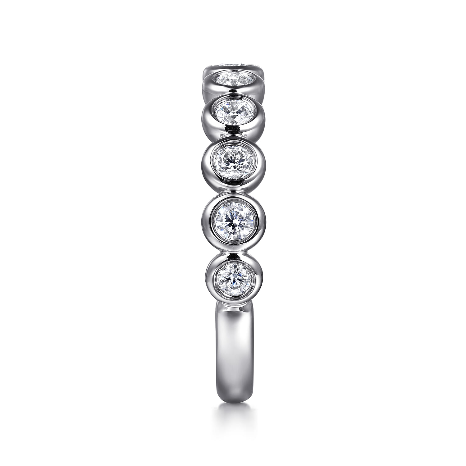 Fancy Wedding Ring in 14k White Gold with Round Natural Diamond at Gabriel & Co. - Shot 4