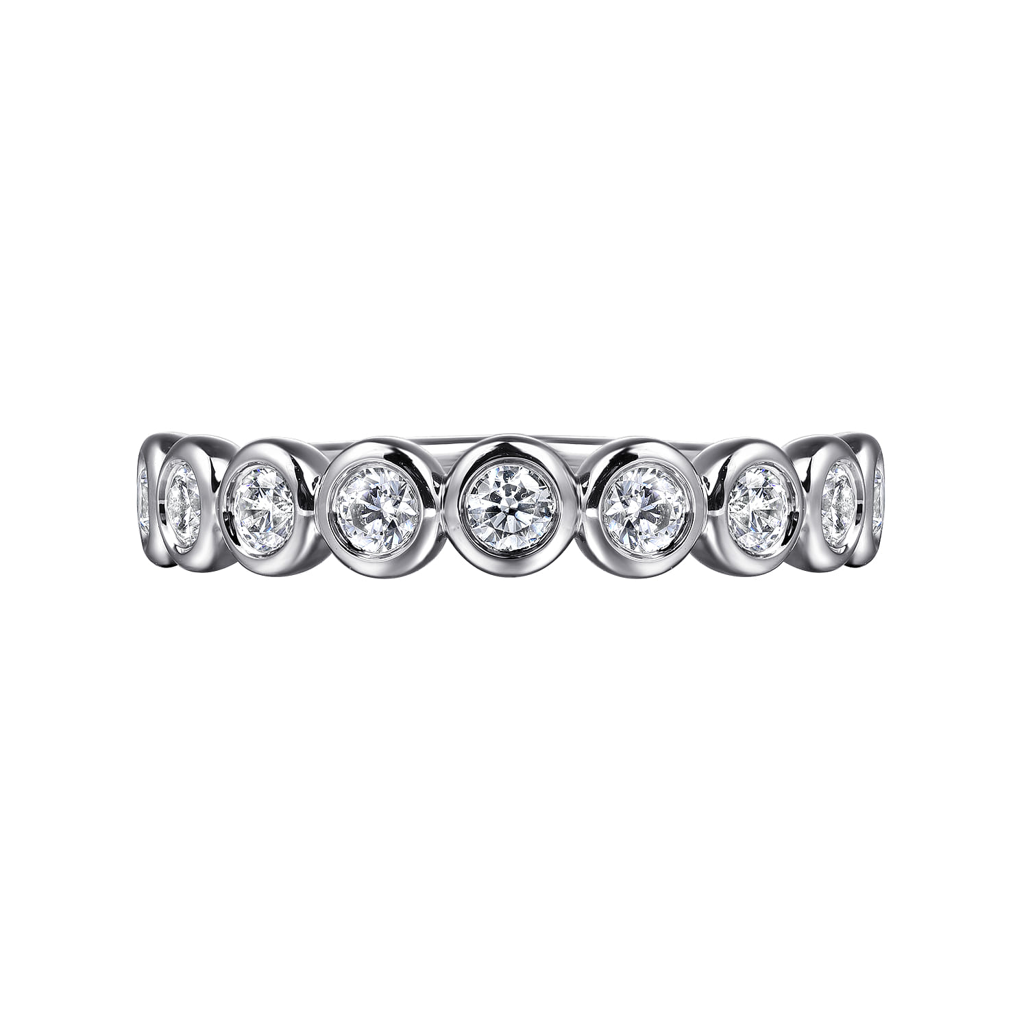 Fancy Wedding Ring in 14k White Gold with Round Natural Diamond at Gabriel & Co. - Shot 6