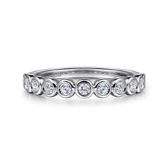 Amalfi - 14K White Gold Bezel Set Diamond Anniversary Band