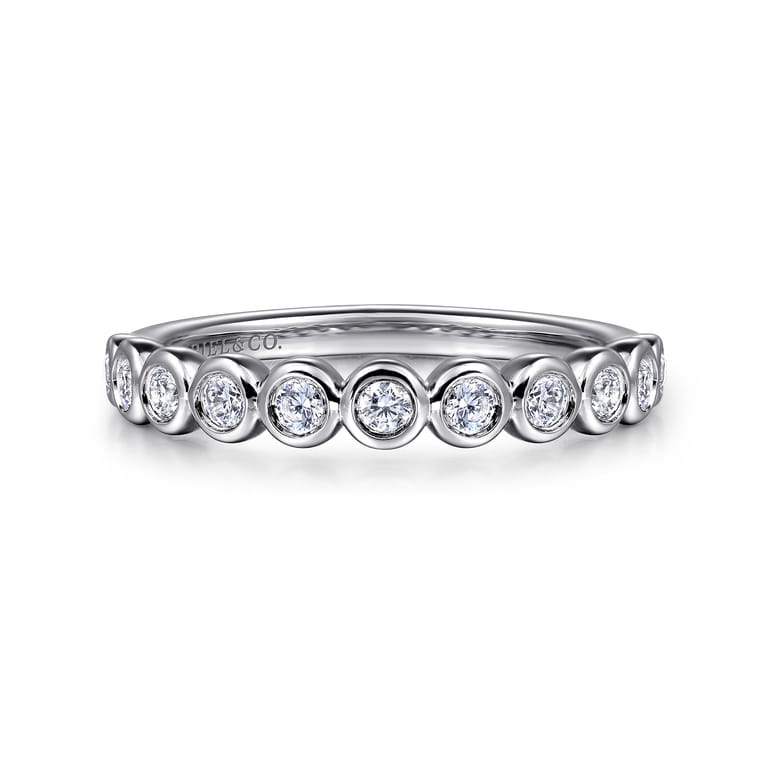 Fancy Wedding Ring in 14k White Gold with Round Natural Diamond at Gabriel & Co. - Shot 1