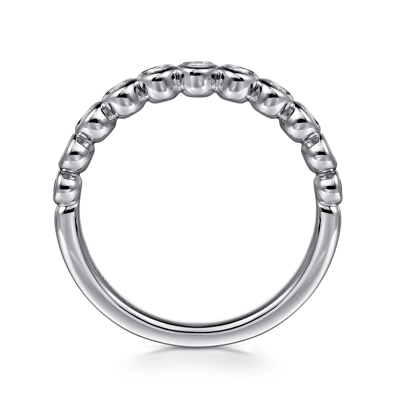 Fancy Wedding Ring in 14k White Gold with Round Natural Diamond at Gabriel & Co. - Shot 2