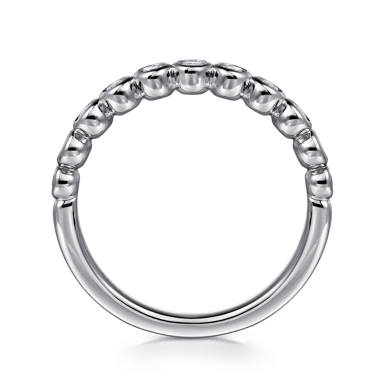 Fancy Wedding Ring in 14k White Gold with Round Natural Diamond at Gabriel & Co. - Shot 2