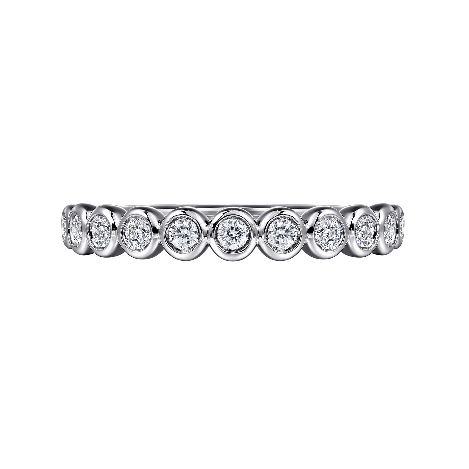 Fancy Wedding Ring in 14k White Gold with Round Natural Diamond at Gabriel & Co. - Shot 6