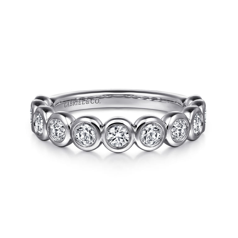 Fancy Wedding Ring in 14k White Gold with Round Natural Diamond at Gabriel & Co. - Shot 1
