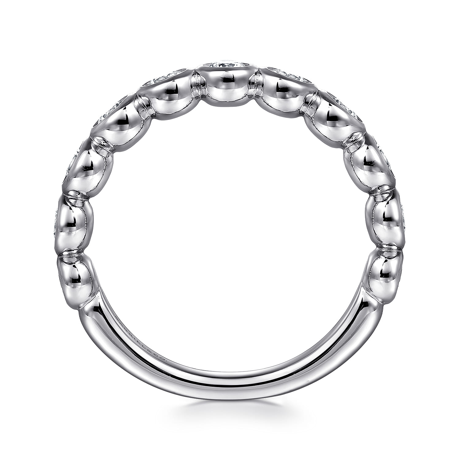 Fancy Wedding Ring in 14k White Gold with Round Natural Diamond at Gabriel & Co. - Shot 2