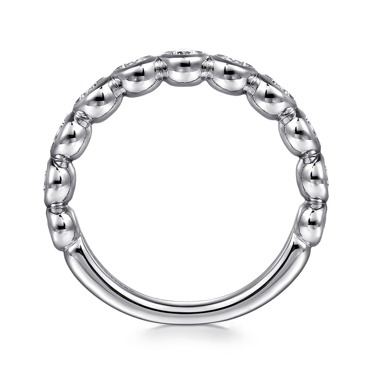 Fancy Wedding Ring in 14k White Gold with Round Natural Diamond at Gabriel & Co. - Shot 2