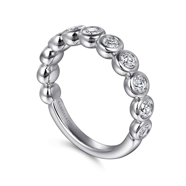 Fancy Wedding Ring in 14k White Gold with Round Natural Diamond at Gabriel & Co. - Shot 3