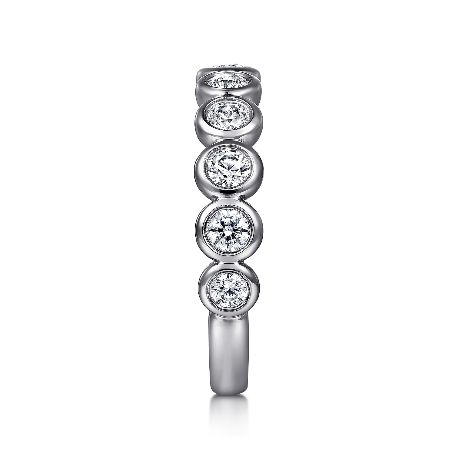 Fancy Wedding Ring in 14k White Gold with Round Natural Diamond at Gabriel & Co. - Shot 4