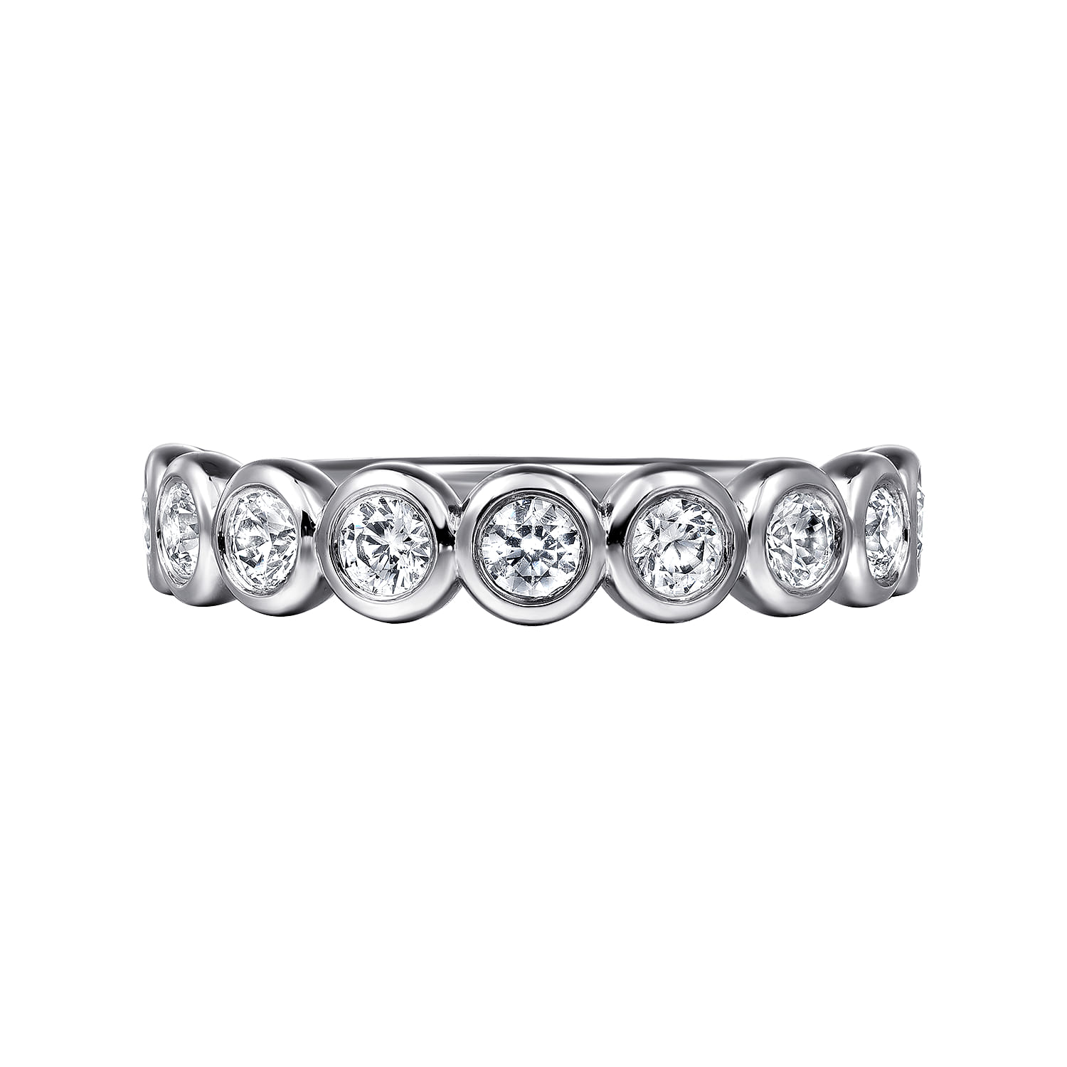 Fancy Wedding Ring in 14k White Gold with Round Natural Diamond at Gabriel & Co. - Shot 6