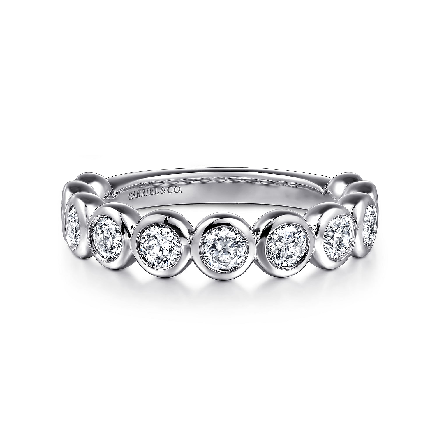 Amalfi - 14K White Gold Bezel Set Diamond Anniversary Band