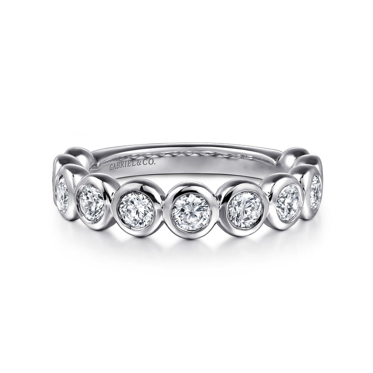 Fancy Wedding Ring in 14k White Gold with Round Natural Diamond at Gabriel & Co.