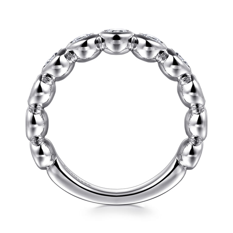 Fancy Wedding Ring in 14k White Gold with Round Natural Diamond at Gabriel & Co. - Shot 2