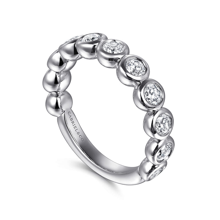 Fancy Wedding Ring in 14k White Gold with Round Natural Diamond at Gabriel & Co. - Shot 3