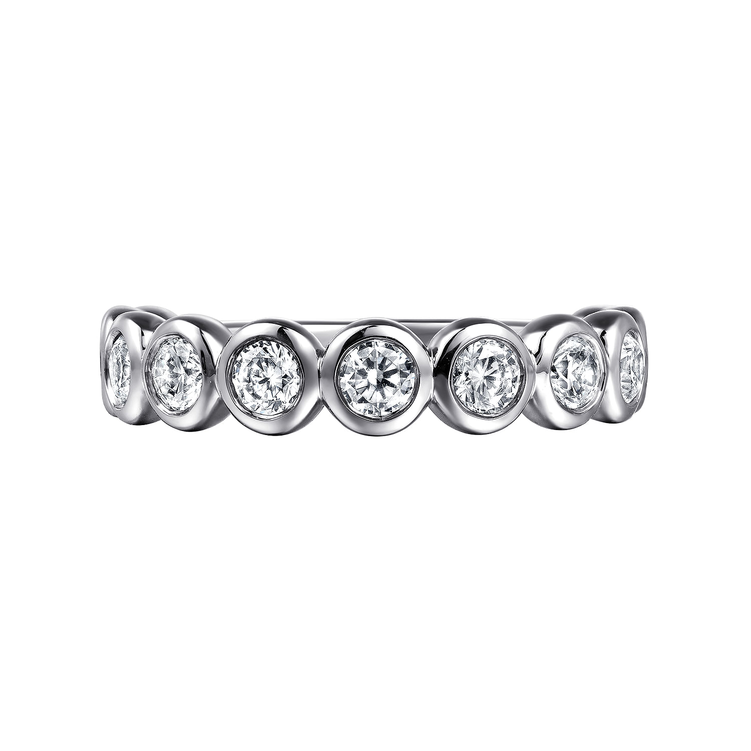Fancy Wedding Ring in 14k White Gold with Round Natural Diamond at Gabriel & Co. - Shot 6