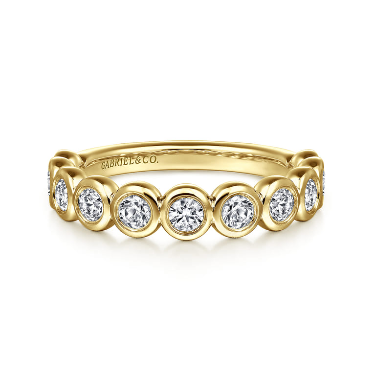 Fancy Wedding Ring in 14k Yellow Gold with Round Natural Diamond at Gabriel & Co. - Shot 1