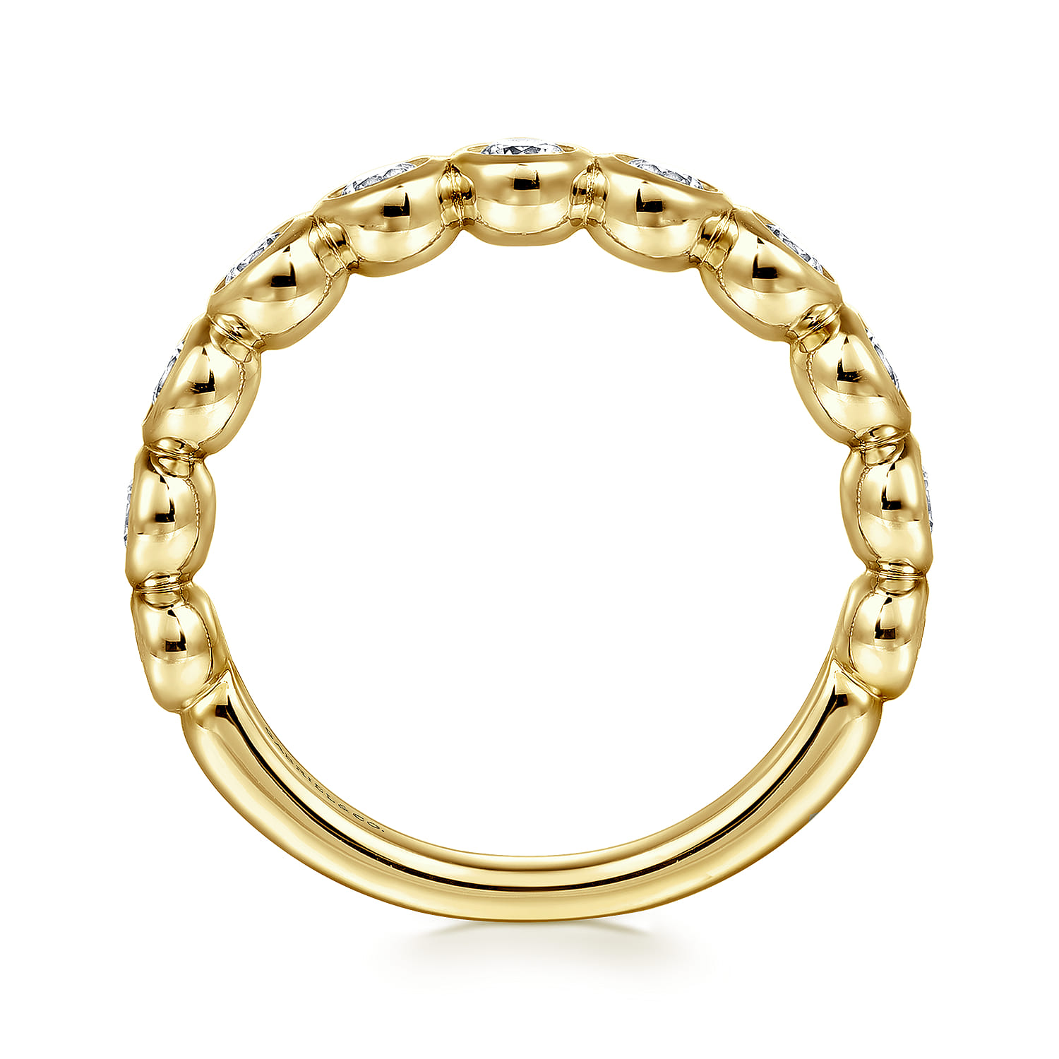 Fancy Wedding Ring in 14k Yellow Gold with Round Natural Diamond at Gabriel & Co. - Shot 2