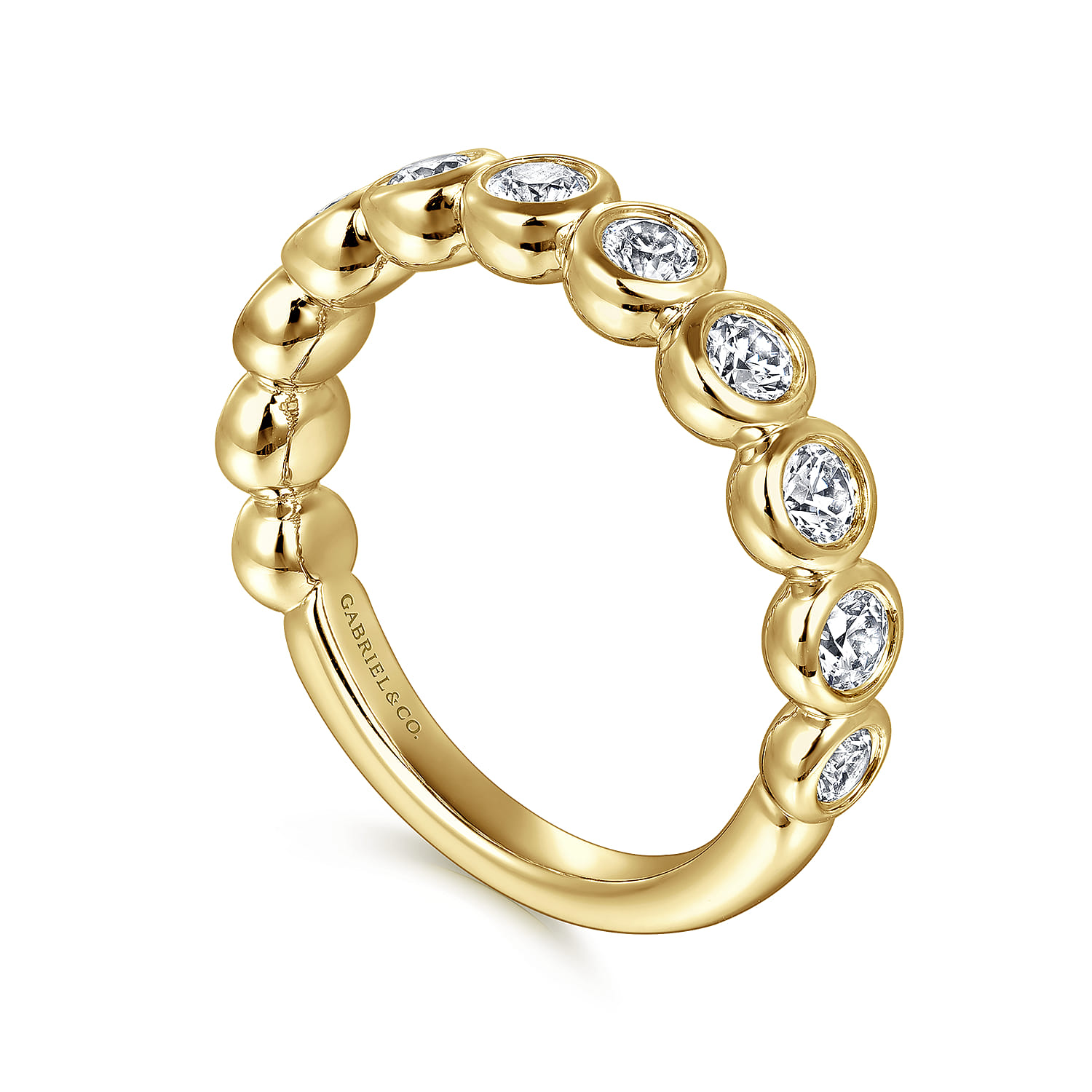 Fancy Wedding Ring in 14k Yellow Gold with Round Natural Diamond at Gabriel & Co. - Shot 3