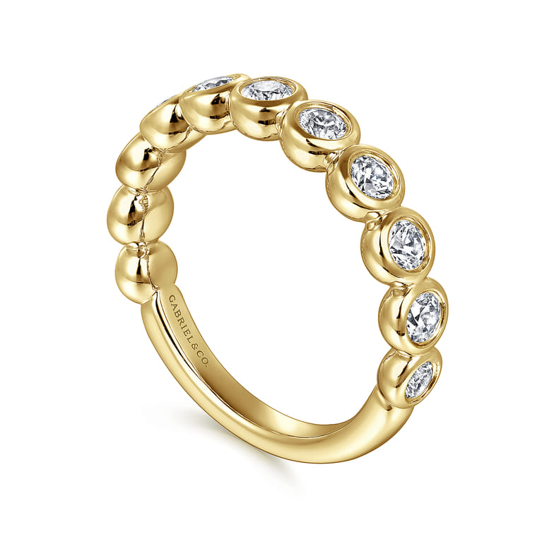 Fancy Wedding Ring in 14k Yellow Gold with Round Natural Diamond at Gabriel & Co. - Shot 3