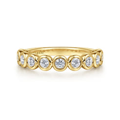 Amalfi - 14K Yellow Gold Bezel Set Diamond Anniversary Band