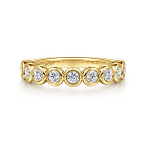 Amalfi - 14K Yellow Gold Bezel Set Diamond Anniversary Band