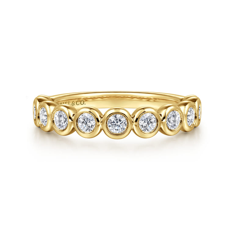 Fancy Wedding Ring in 14k Yellow Gold with Round Natural Diamond at Gabriel & Co. - Shot 1