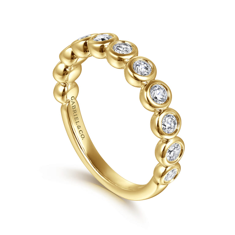 Fancy Wedding Ring in 14k Yellow Gold with Round Natural Diamond at Gabriel & Co. - Shot 3