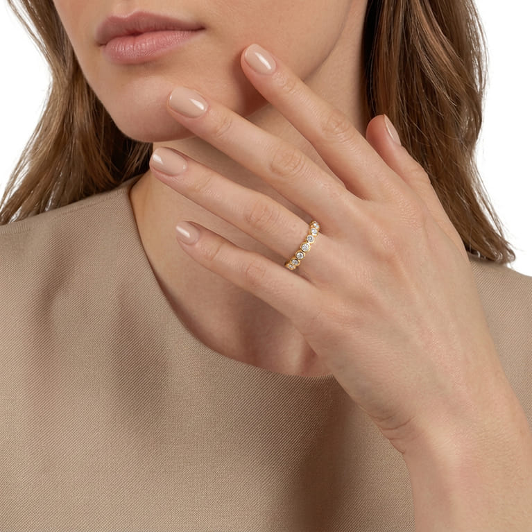 Fancy Wedding Ring in 14k Yellow Gold with Round Natural Diamond at Gabriel & Co. - Shot 5