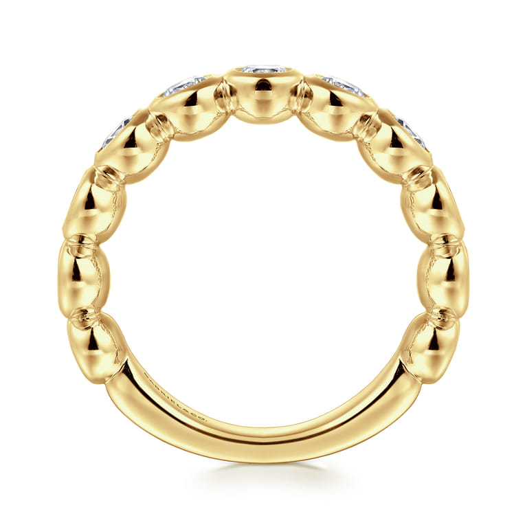 Straight Wedding Ring in 14k Yellow Gold with Round Natural Diamond at Gabriel & Co. - Shot 2