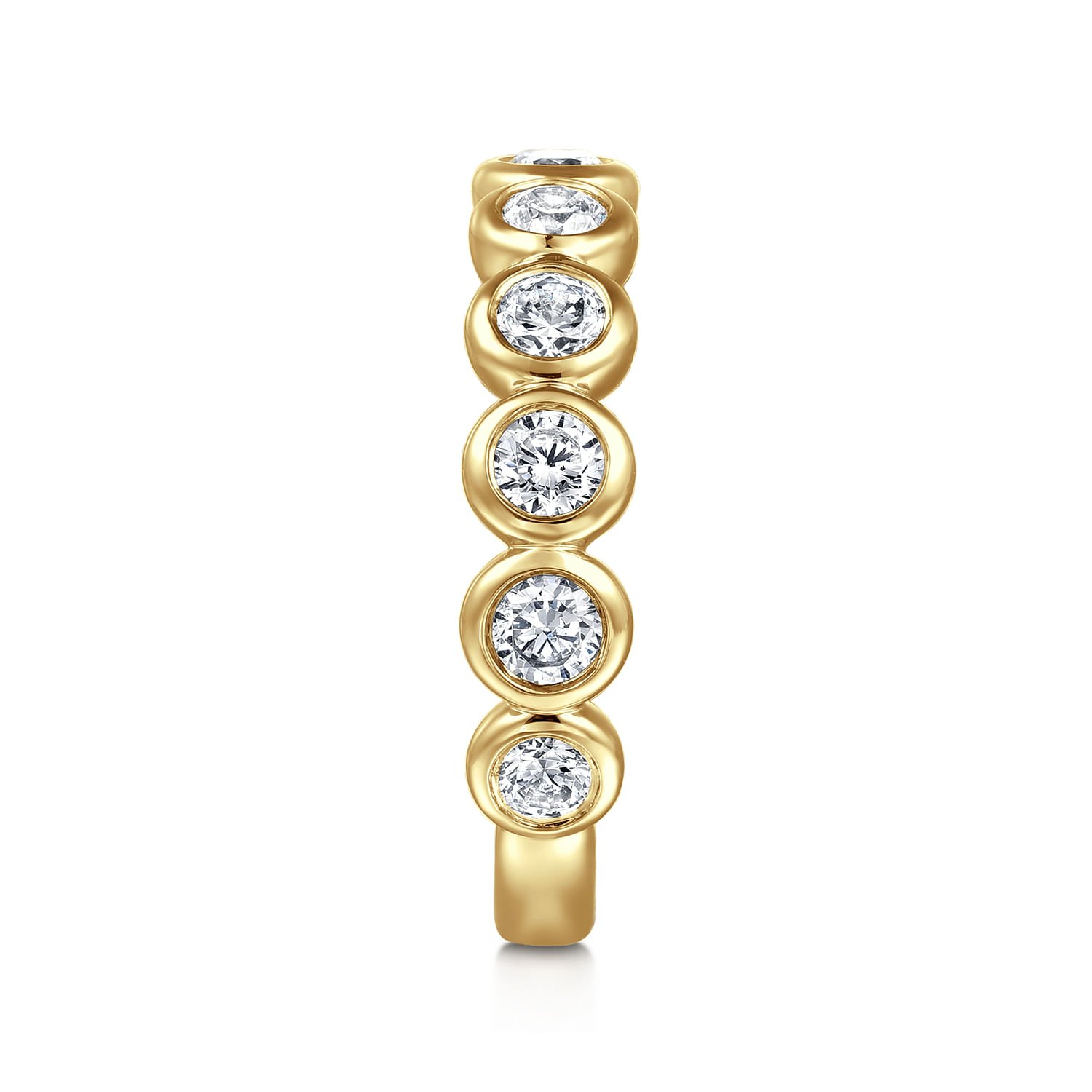 Straight Wedding Ring in 14k Yellow Gold with Round Natural Diamond at Gabriel & Co. - Shot 4
