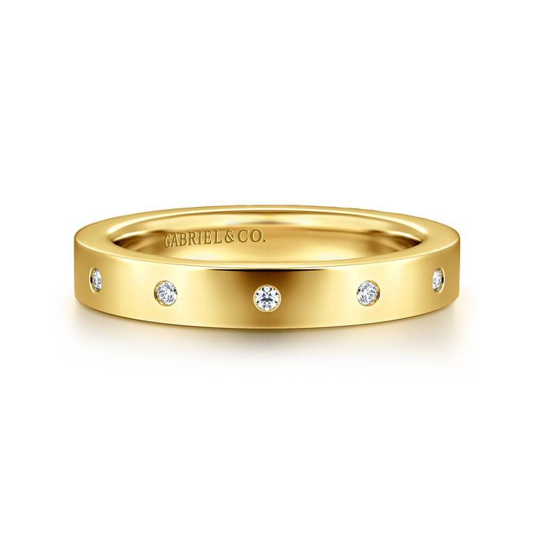 Eternity Band Wedding Ring in 14k Yellow Gold with Round Natural Diamond at Gabriel & Co. - Shot 1