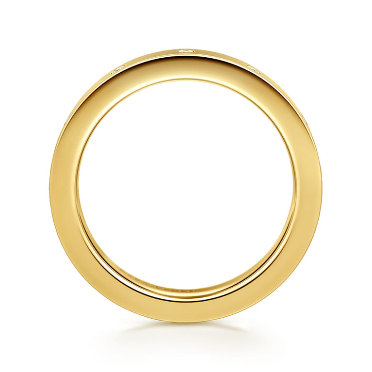 Eternity Band Wedding Ring in 14k Yellow Gold with Round Natural Diamond at Gabriel & Co. - Shot 2