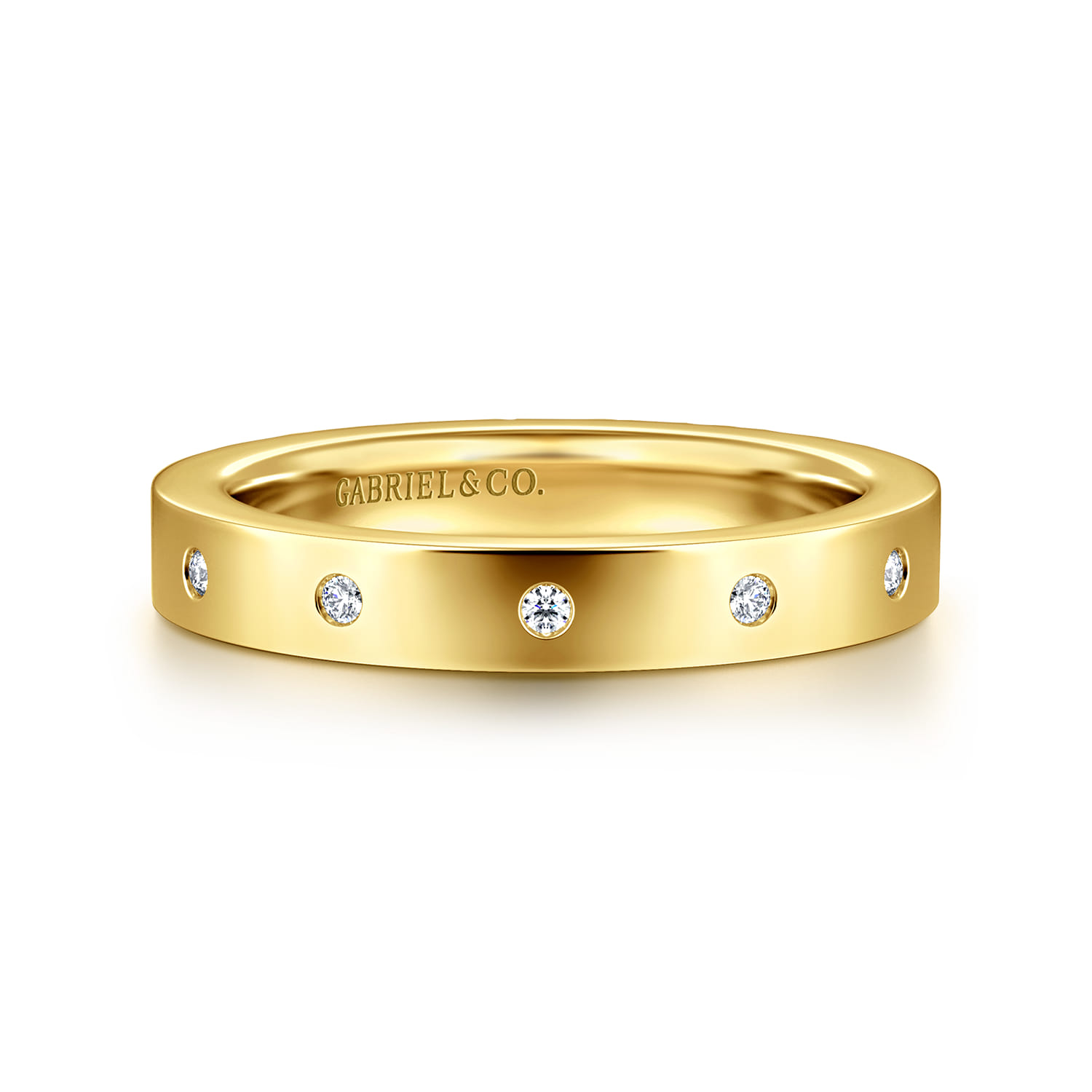 Eternity Band Wedding Ring in 14k Yellow Gold with Round Natural Diamond at Gabriel & Co. - Shot 1