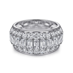 Amarie - 14K White Gold Separate Micro Prong in Channel Baguette and Princess Cut Diamond Anniversary Band