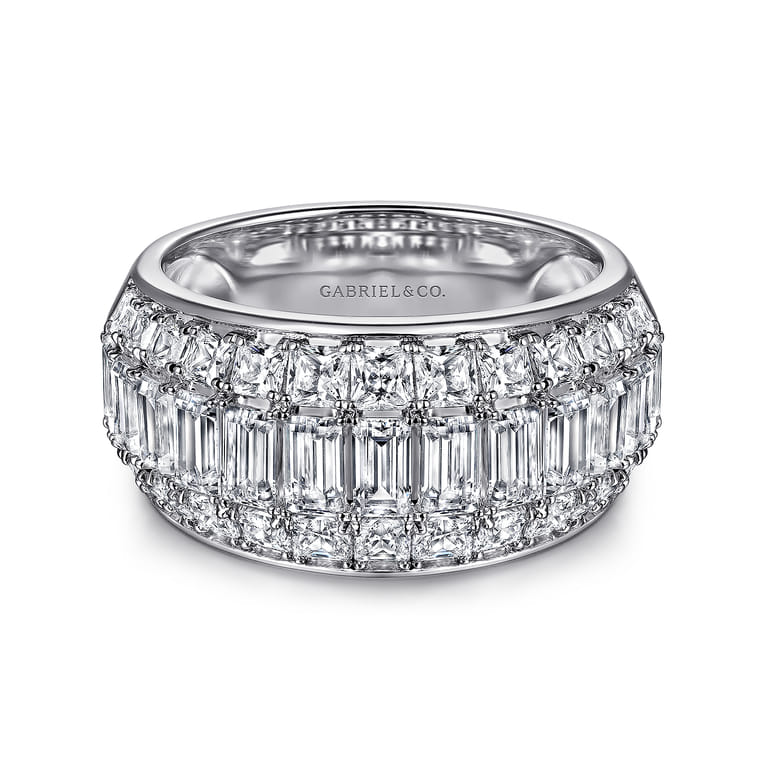 Fancy Wedding Ring in 14k White Gold with Baguette Natural Diamond at Gabriel & Co. - Shot 1