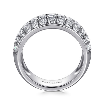 Amarie - 14K White Gold Separate Micro Prong in Channel Baguette and Princess Cut Diamond Anniversary Band