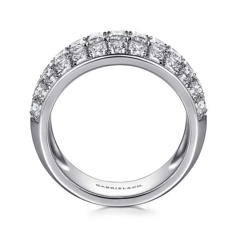 Fancy Wedding Ring in 14k White Gold with Baguette Natural Diamond at Gabriel & Co. - Shot 2