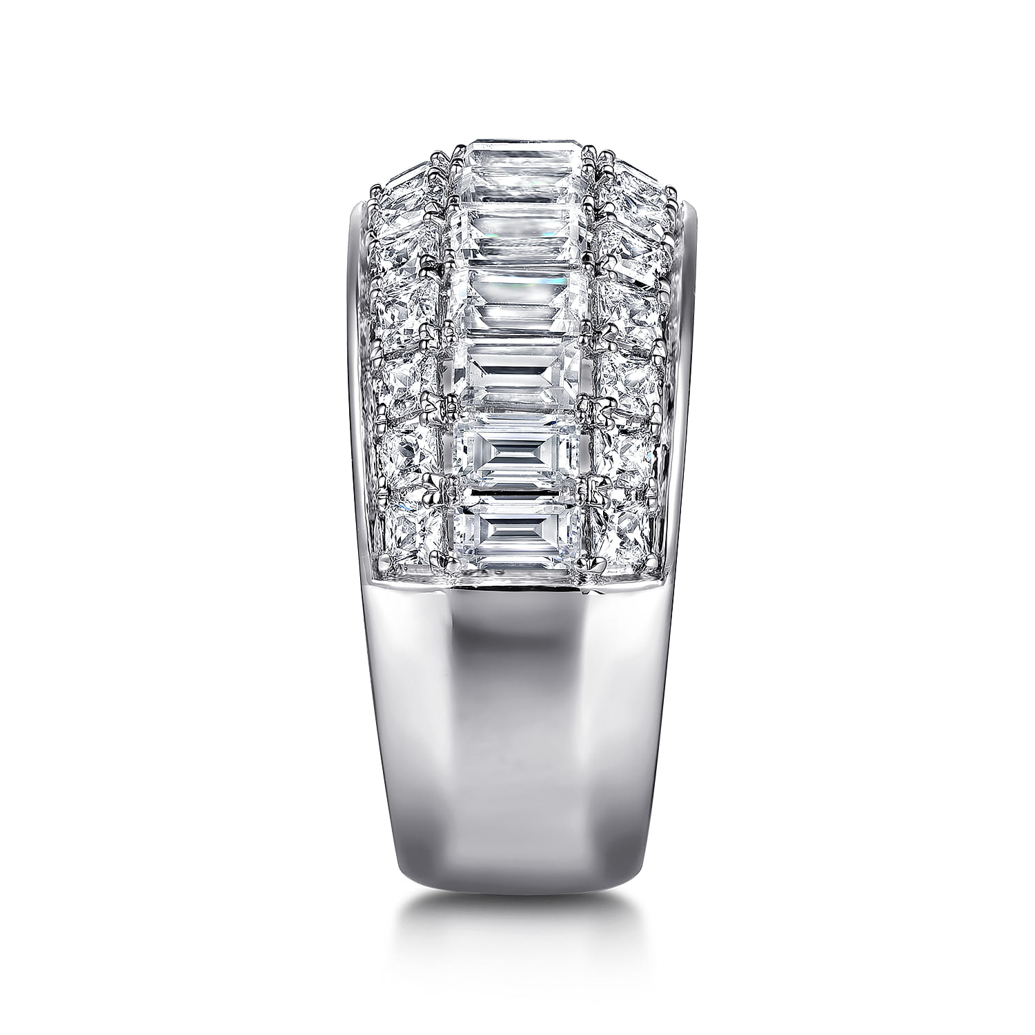 Amarie - 14K White Gold Separate Micro Prong in Channel Baguette and Princess Cut Diamond Anniversary Band