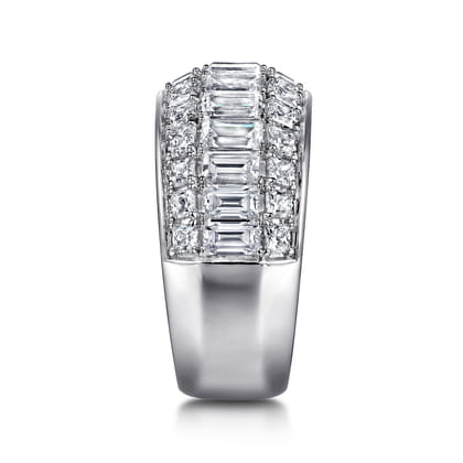 Amarie - 14K White Gold Separate Micro Prong in Channel Baguette and Princess Cut Diamond Anniversary Band