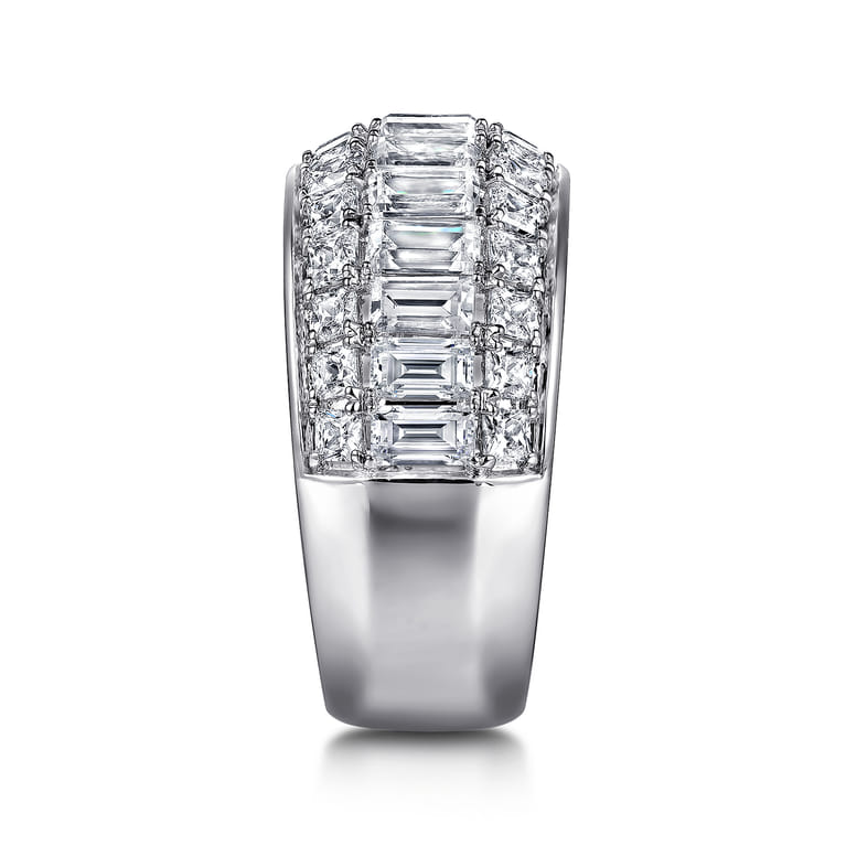Fancy Wedding Ring in 14k White Gold with Baguette Natural Diamond at Gabriel & Co. - Shot 4