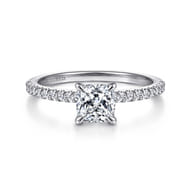 Amata - 14K White Gold Cushion Cut Diamond Engagement Ring