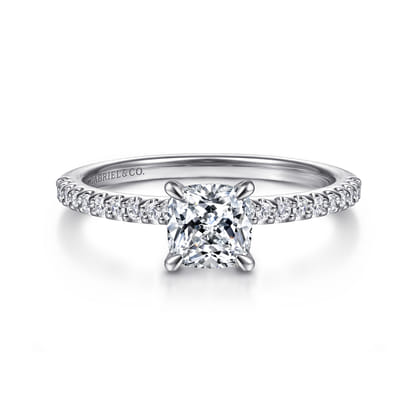 Amata - 14K White Gold Cushion Cut Diamond Engagement Ring