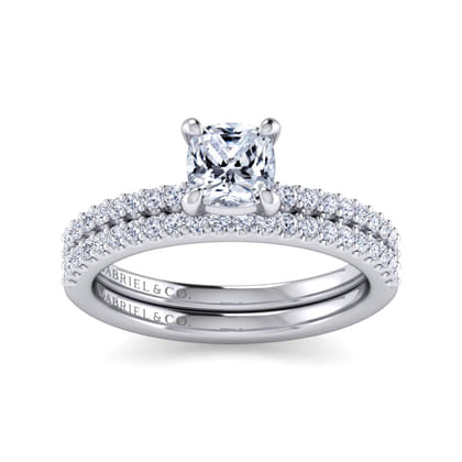 Amata - 14K White Gold Cushion Cut Diamond Engagement Ring