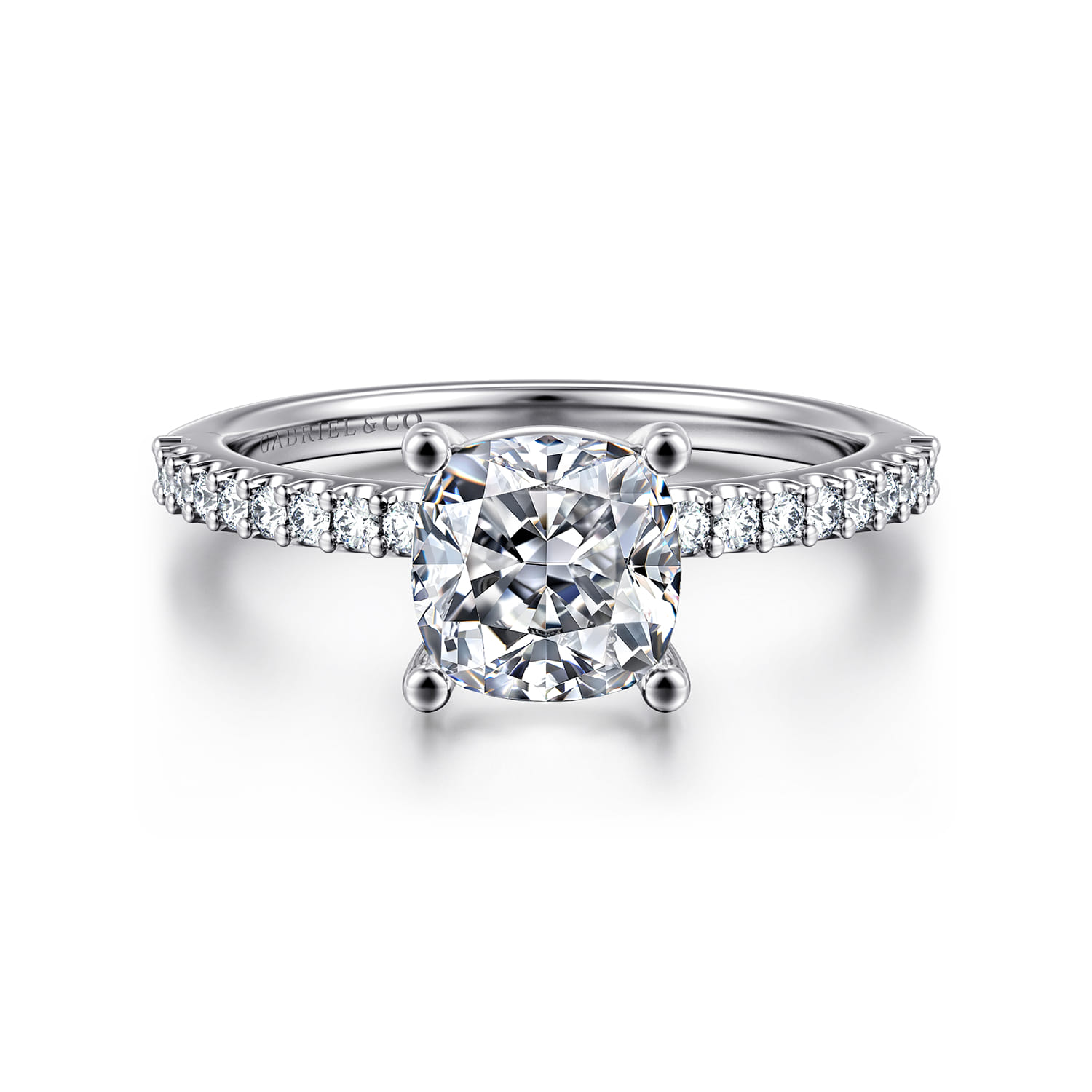 Amata - 14K White Gold Cushion Cut Diamond Engagement Ring