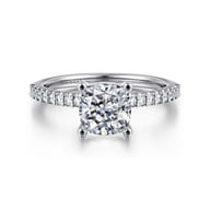 Amata - 14K White Gold Cushion Cut Diamond Engagement Ring