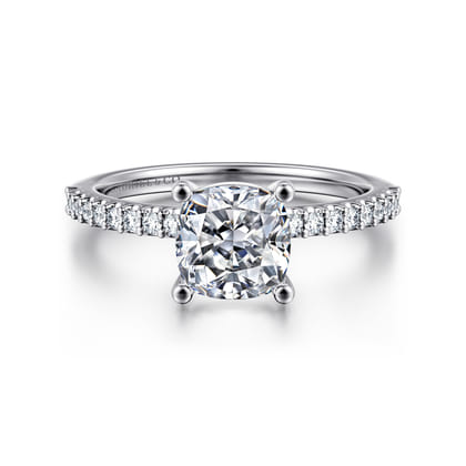 Amata - 14K White Gold Cushion Cut Diamond Engagement Ring