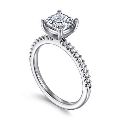 Amata - 14K White Gold Cushion Cut Diamond Engagement Ring