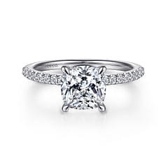 Amata - 14K White Gold Cushion Cut Diamond Engagement Ring