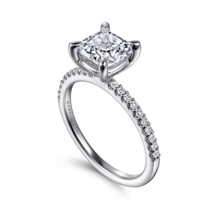 Amata - 14K White Gold Cushion Cut Diamond Engagement Ring